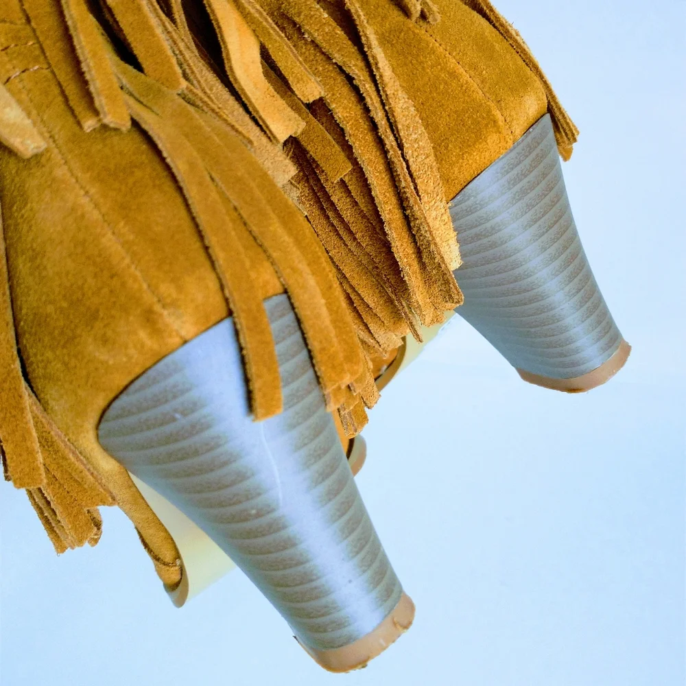 Miss & Mr. Foot Women's Fringe Suede Ankle Boots - Picture 11 of 14